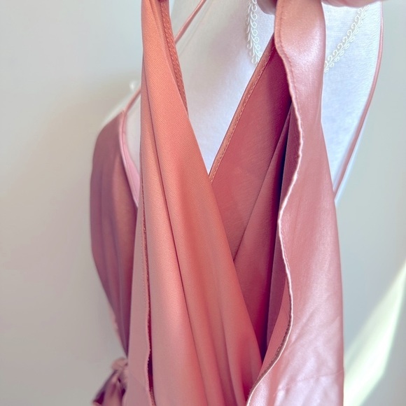 NWT After Six Bow Front Faux Wrap Tulip Skirt Satin Gown in Desert Rose Size 12 - Picture 14 of 16